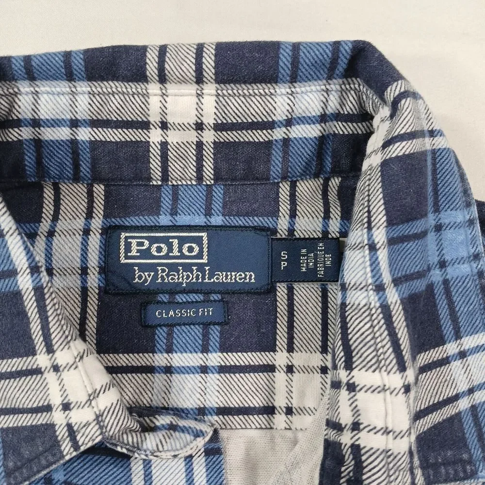 Polo Ralph Lauren Flannel Shirt‎ Mens Small Montauk Blue Classic-Fit Plaid $168